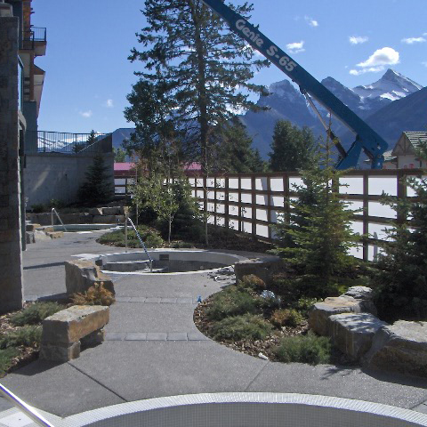 commercial flatwork patio by Competition Concrete, greater Calgary and Canmore