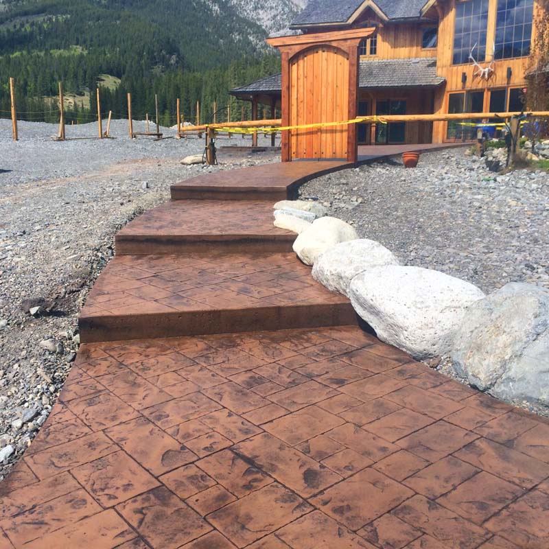 Stamped concrete walkway by Competition Concrete, greater Calgary and Bow Valley